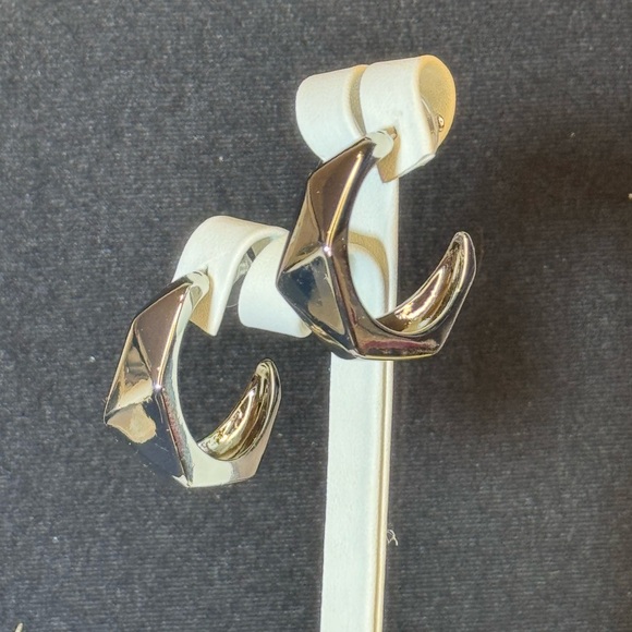 Lane Bryant Chunky Open Hoop Post Earrings in Gunmetal - Picture 6 of 9